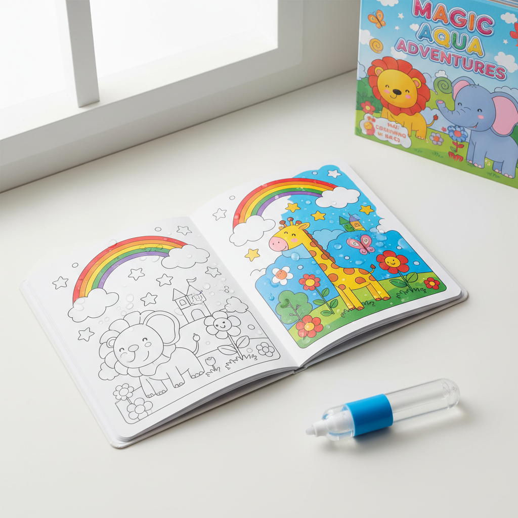 Magic Water Coloring Book Reusable Aqua Painting Books with Water Pen for Toddlers & Kids