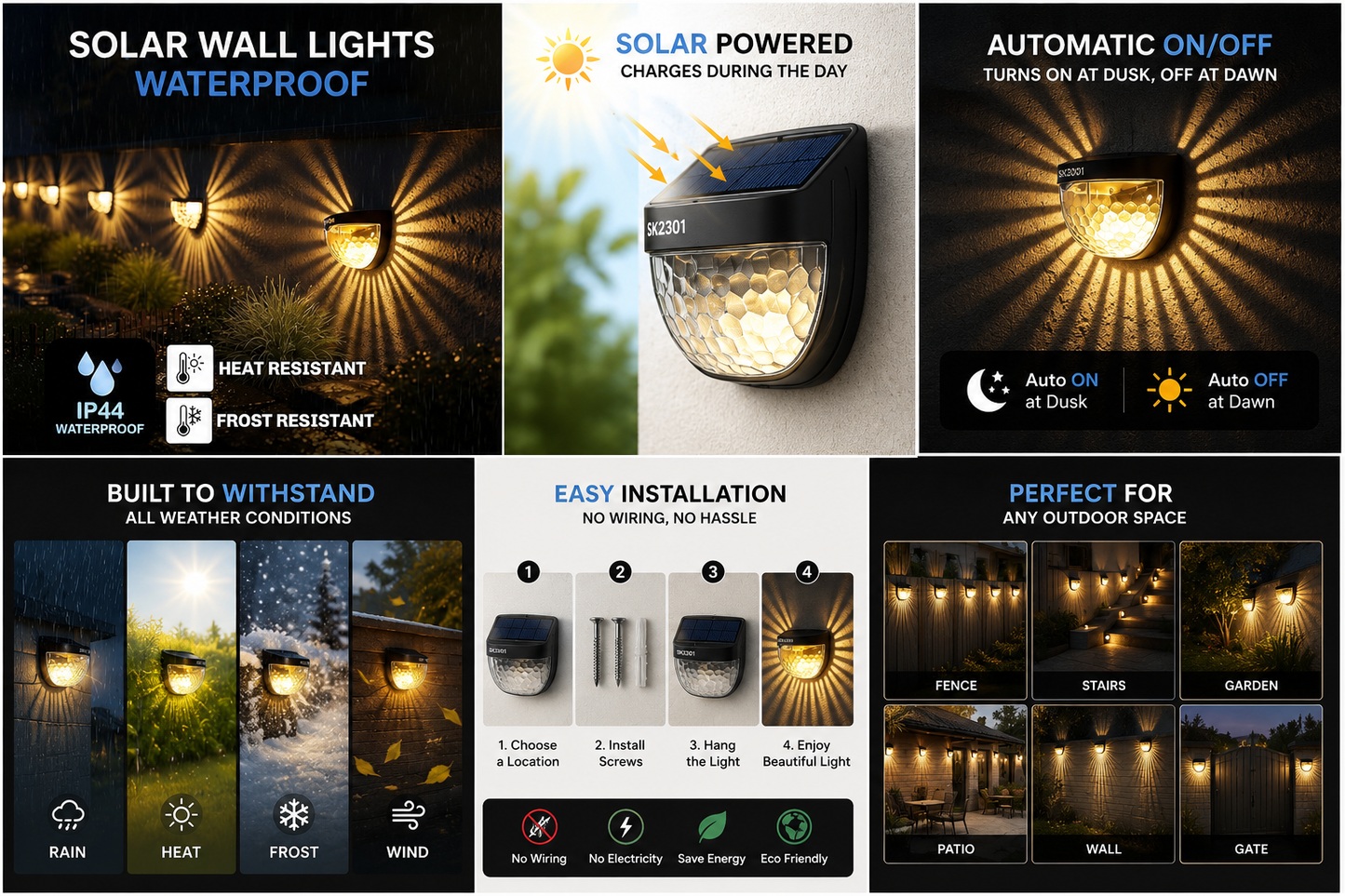 LED Solar Powered Fence Lights(Pack of 4)