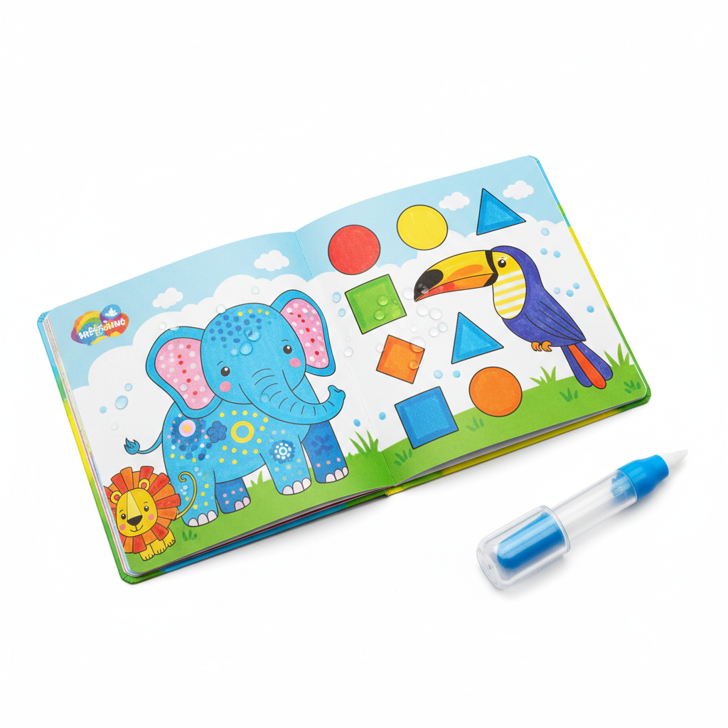 Magic Water Coloring Book Reusable Aqua Painting Books with Water Pen for Toddlers & Kids